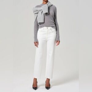 Citizens Of Humanity Palma Straight Clean Hem Jeans In Soft White, Size 26